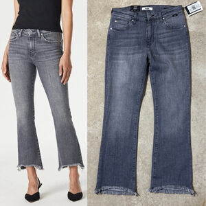 Mavi Anika High-Rise Crop Flare Jeans Women’s Size 28 Smoke Blue Raw Hem NWT